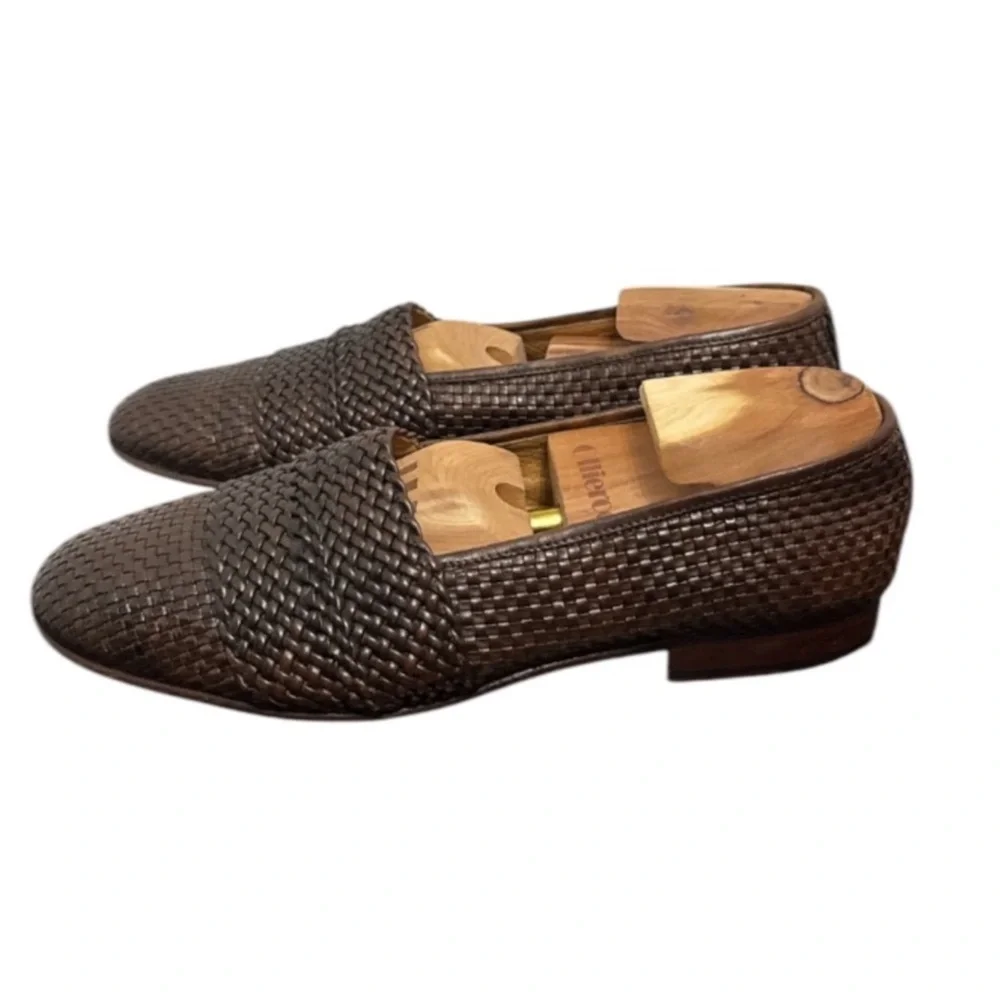Authentic Bally luxury designer brand men's leather loafers slip on shoes 9.5